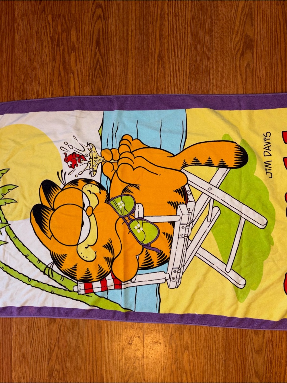 Vintage 1978 Garfield "Let's Party" beach towel by Jim Davis-Collectors item